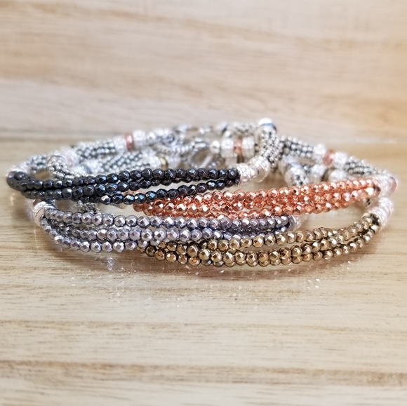 Three Row Rose Gold Two Tone Toggle Bracel… - Picture 15 of 16